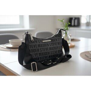 Steve Madden Bbillie Logo Print Crossbody / Shoulder Bag – Black & Gray